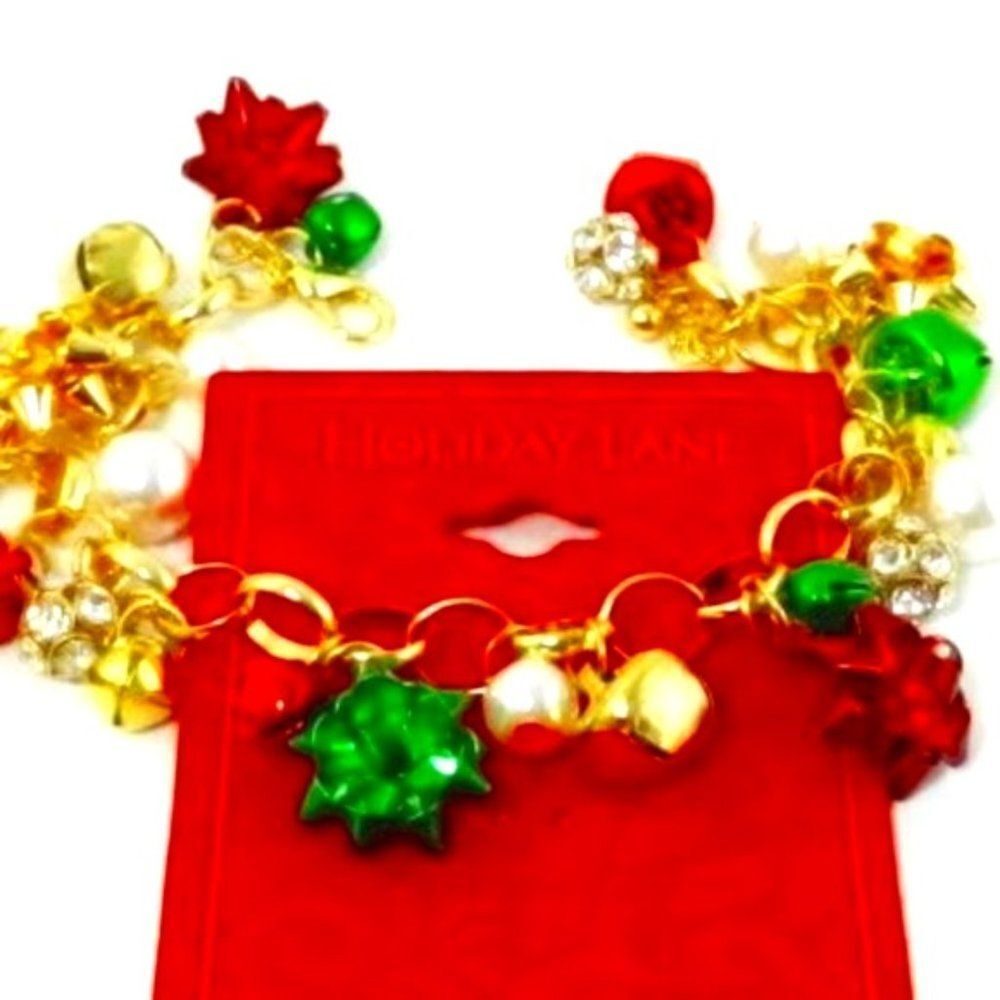 Womens Holiday Lane Christmas Bow Bracelet